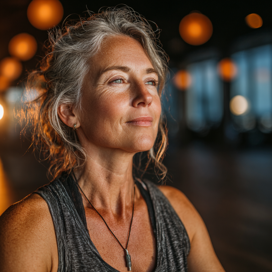 Persoane în vârstă practică yoga în natură