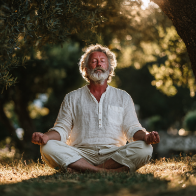 Instructor de yoga ghidează un grup de seniori